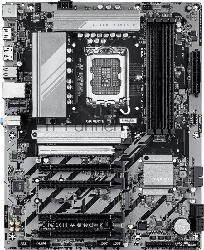 Материнская плата Gigabyte B860 DS3H B860, LGA1851, 4*DDR5, 5*PCIEx16, 2*M.2, 2*TypeC, 1*USB3.2Gen2, 2*USB3.2Gen1, 8*USB2.0, 4*SATA3.0, 2.5G, DP, HDMI, ATX, RTL