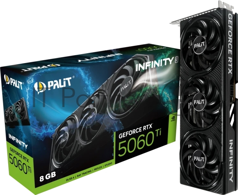 Видеокарта Palit GeForce RTX 5060 Ti Infinity 3 OC, 8 GB GDDR7, 128 bit, 3xDisplayPort, HDMI, GPU 2407 MHz