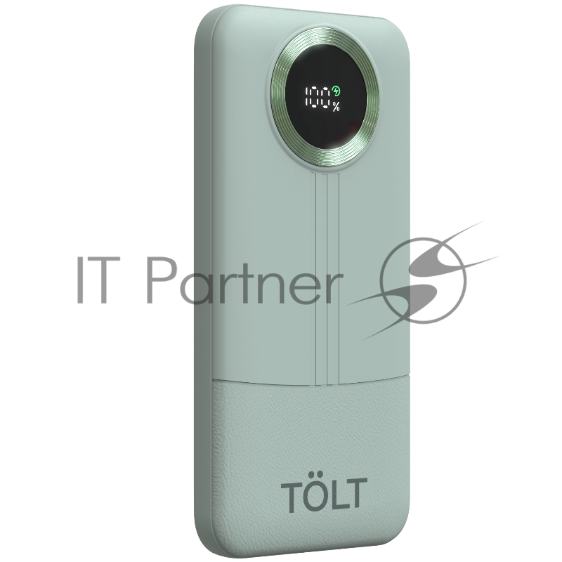 Портативный аккумулятор TOLT Lit KP128 Green, 10000mAh, 22,5W, fast charging and PD, green, CCC/ Powerbank TOLT Lit KP128 Green, 10000mAh, 22,5W, fast charging and PD, green, CCC