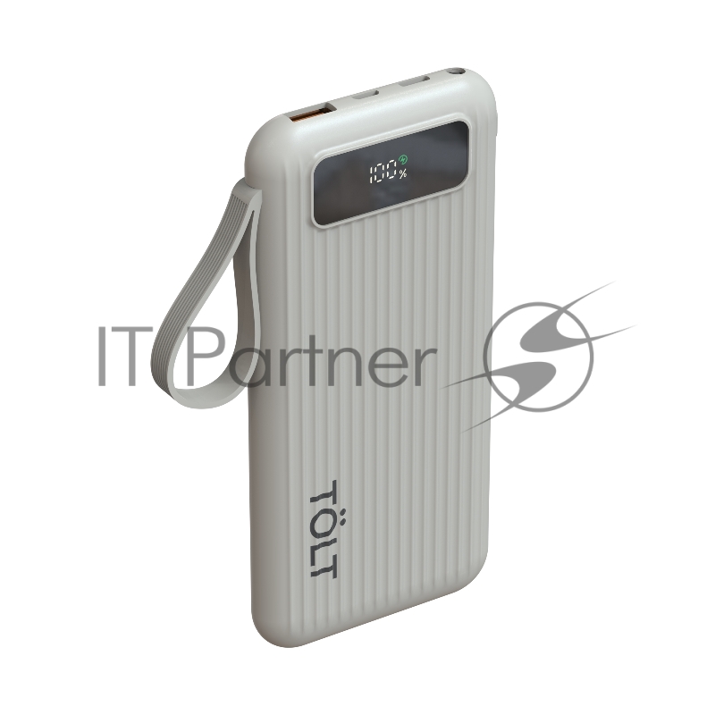 Портативный аккумулятор TOLT Stor SR-LB10D, 10000mAh, 22,5W, fast charging and PD, beige/ Powerbank TOLT Stor SR-LB10D, 10000mAh, 22,5W, fast charging and PD, beige