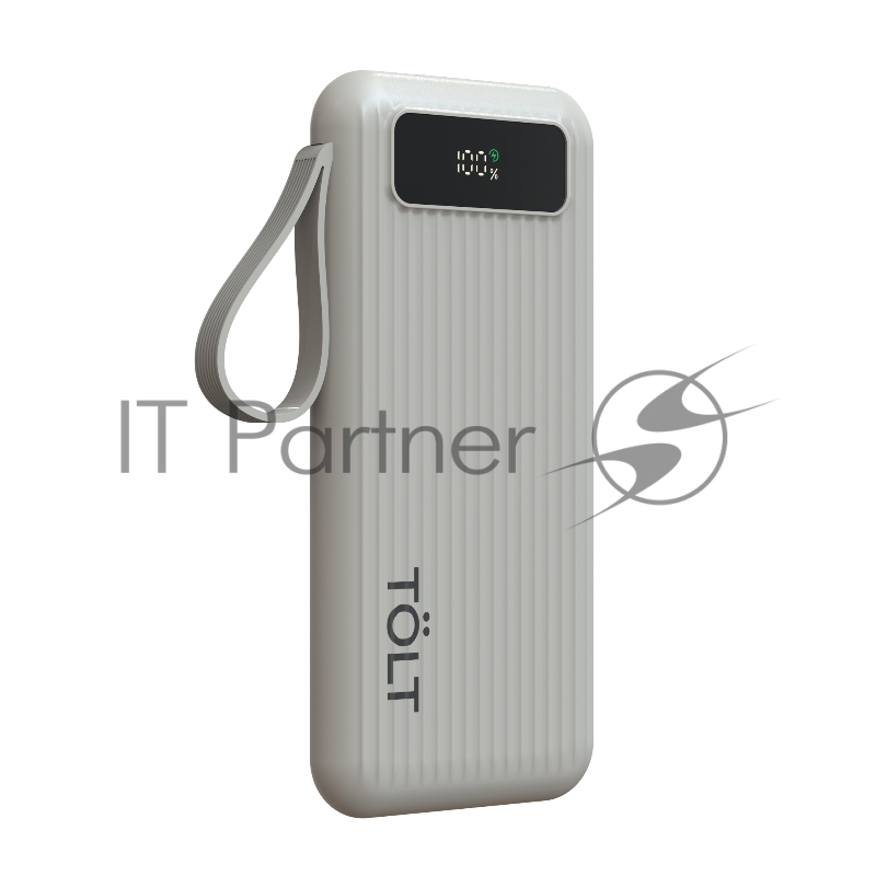 Портативный аккумулятор TOLT Stor SR-LB10D, 10000mAh, 22,5W, fast charging and PD, beige/ Powerbank TOLT Stor SR-LB10D, 10000mAh, 22,5W, fast charging and PD, beige
