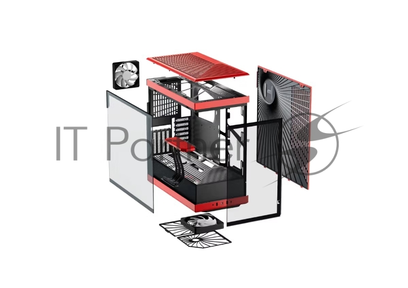 Корпус без блока питания Case HYTE Y40, Midi-Tower, TG, no fans, 2xUSB-A 3.2, 1xUSB Type-C, ATX, mATX, mITX Black Cherry