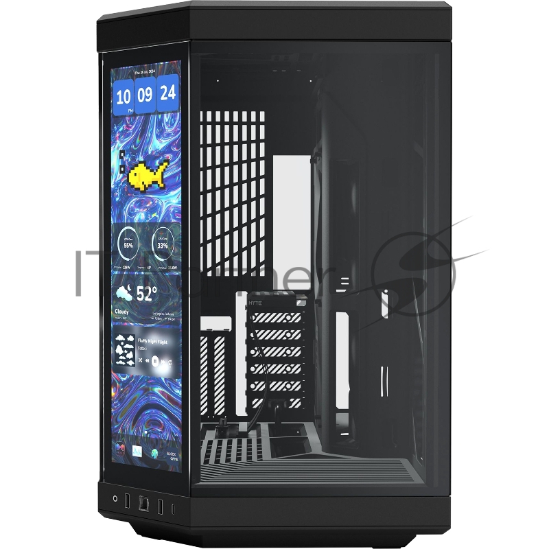 Корпус без блока питания Case HYTE Y70 Touch Infinite, Midi-Tower, TG, LCD, no fans, 2xUSB-A 3.2, 1xUSB Type-C, E-ATX, ATX, mATX, mITX Black