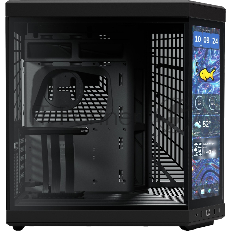 Корпус без блока питания Case HYTE Y70 Touch Infinite, Midi-Tower, TG, LCD, no fans, 2xUSB-A 3.2, 1xUSB Type-C, E-ATX, ATX, mATX, mITX Black