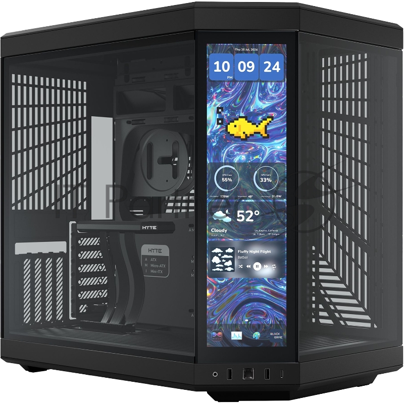 Корпус без блока питания Case HYTE Y70 Touch Infinite, Midi-Tower, TG, LCD, no fans, 2xUSB-A 3.2, 1xUSB Type-C, E-ATX, ATX, mATX, mITX Black
