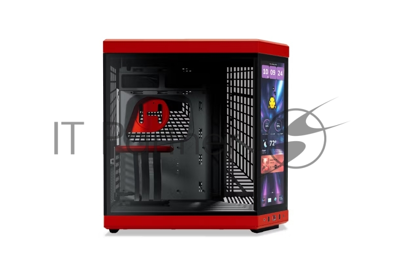 Корпус без блока питания Case HYTE Y70 Touch Infinite, Midi-Tower, TG, LCD, no fans, 2xUSB-A 3.2, 1xUSB Type-C, E-ATX, ATX, mATX, mITX Black Cherry