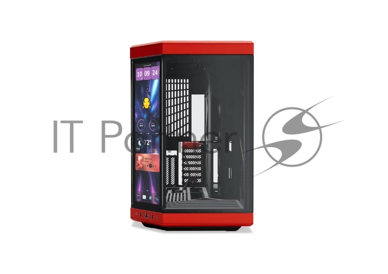 Корпус без блока питания Case HYTE Y70 Touch Infinite, Midi-Tower, TG, LCD, no fans, 2xUSB-A 3.2, 1xUSB Type-C, E-ATX, ATX, mATX, mITX Black Cherry