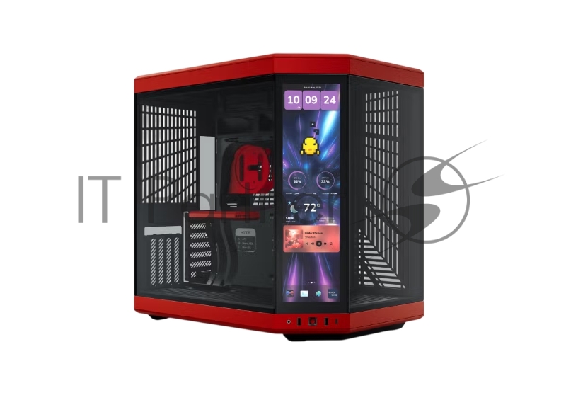 Корпус без блока питания Case HYTE Y70 Touch Infinite, Midi-Tower, TG, LCD, no fans, 2xUSB-A 3.2, 1xUSB Type-C, E-ATX, ATX, mATX, mITX Black Cherry