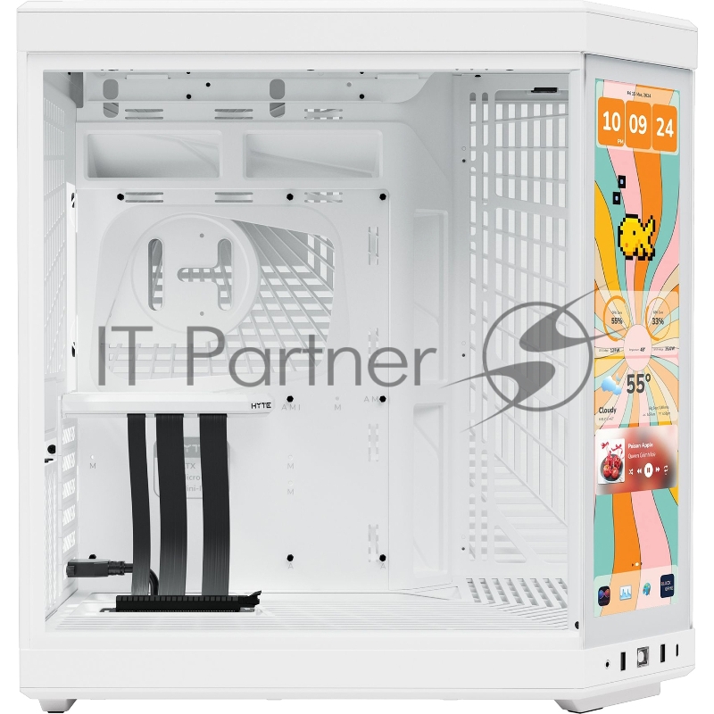 Корпус без блока питания Case HYTE Y70 Touch Infinite, Midi-Tower, TG, LCD, no fans, 2xUSB-A 3.2, 1xUSB Type-C, E-ATX, ATX, mATX, mITX White Snow