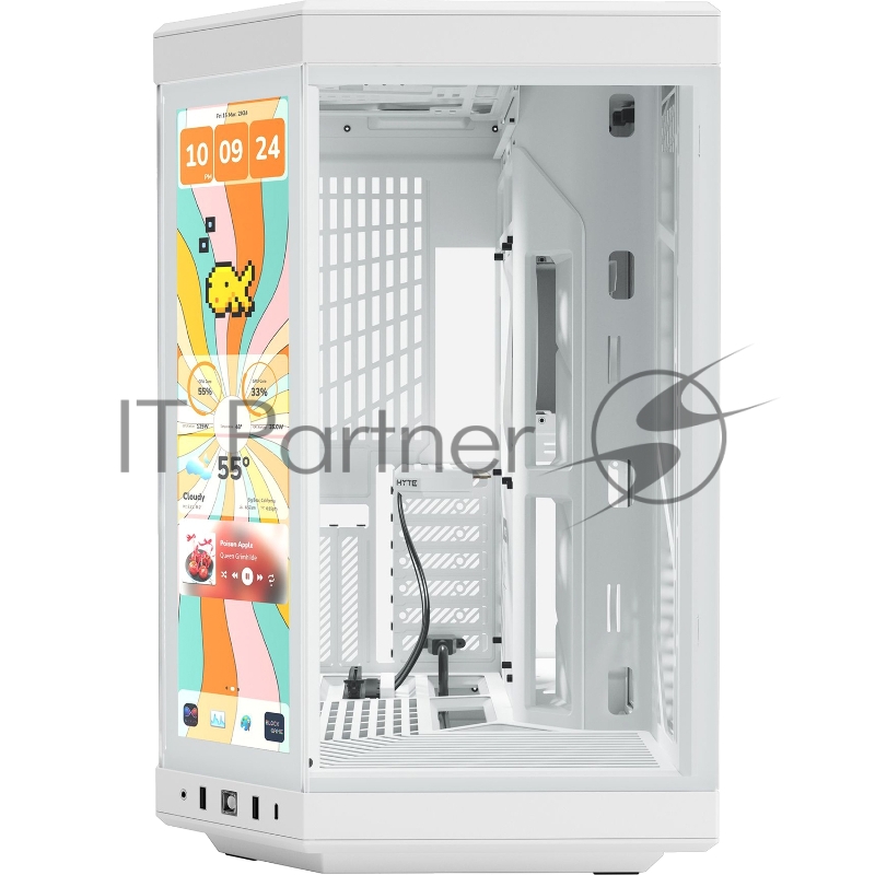 Корпус без блока питания Case HYTE Y70 Touch Infinite, Midi-Tower, TG, LCD, no fans, 2xUSB-A 3.2, 1xUSB Type-C, E-ATX, ATX, mATX, mITX White Snow