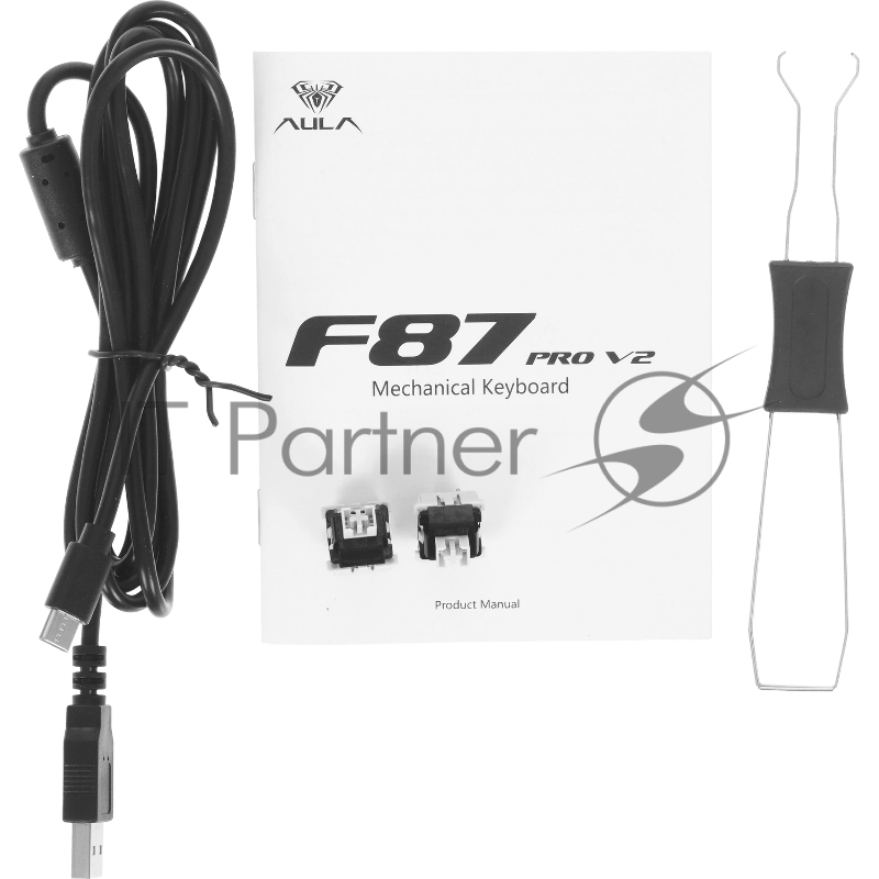 Беспроводная механическая клавиатура AULA F87Pro V2 Серый градиент, символы на бок. гранях, серые Greywood свитчи РУС (Bluetooth, 2.4 Гц)