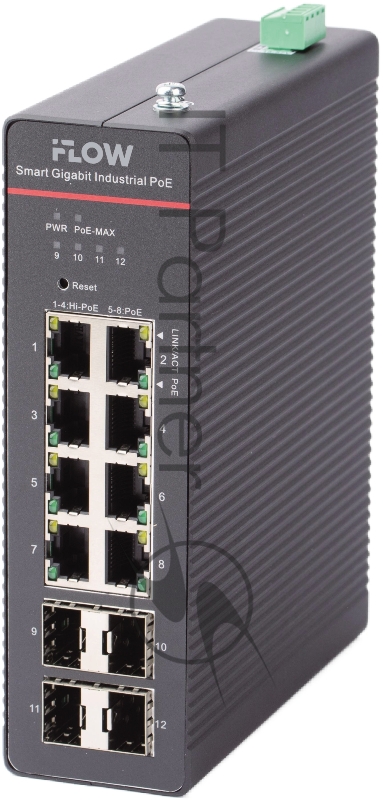 Коммутатор управляемый промышленный 8PORT 1000M POE F-SW-IM612HPOE-PM-8G4GO IFLOW