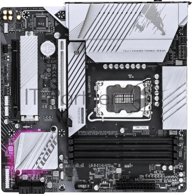 Материнская плата Gigabyte B760M AORUS ELITE WIFI6E GEN5 Soc-1700 Intel B760 4xDDR5 mATX AC`97 8ch(7.1) 2.5Gg RAID+HDMI+DP