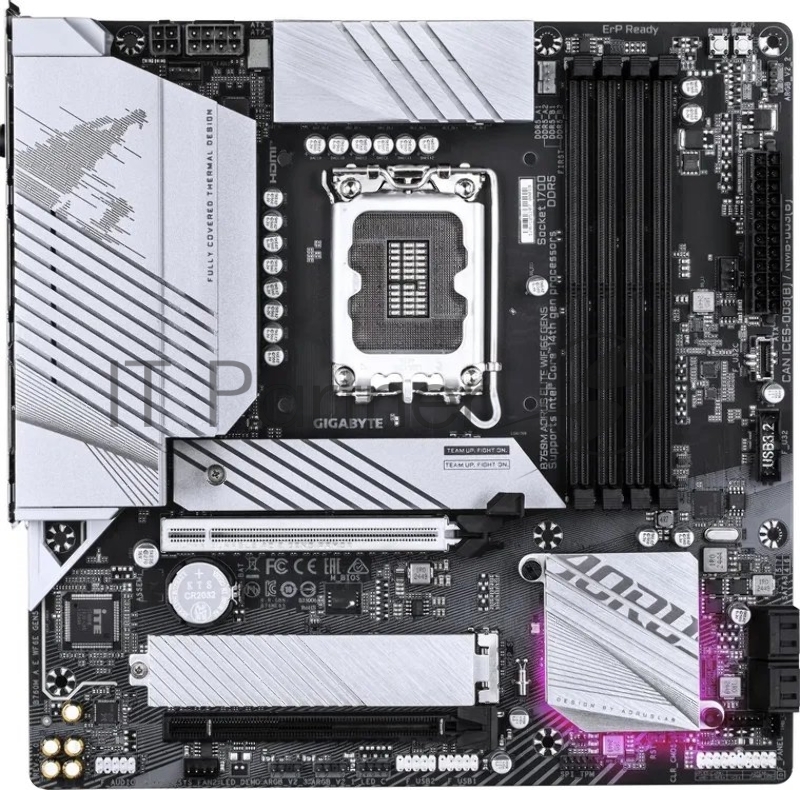Материнская плата Gigabyte B760M AORUS ELITE WIFI6E GEN5 Soc-1700 Intel B760 4xDDR5 mATX AC`97 8ch(7.1) 2.5Gg RAID+HDMI+DP