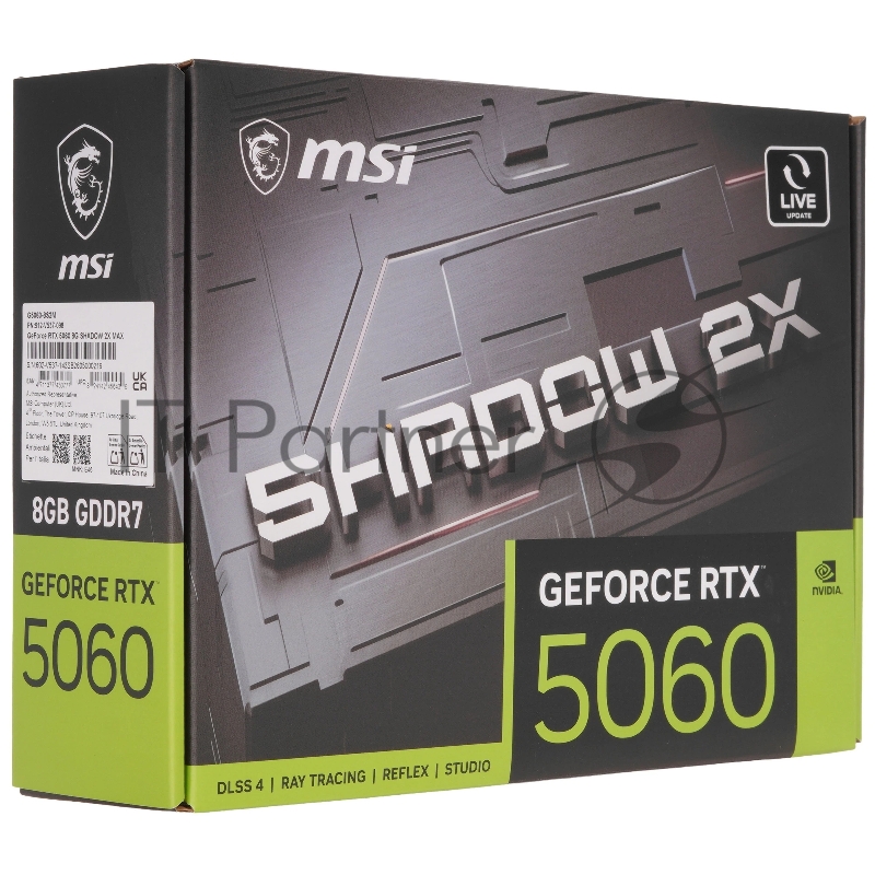Видеокарта MSI PCI-E 5.0 RTX 5060 8G SHADOW 2X MAX NVIDIA GeForce RTX 5060 8Gb 128bit GDDR7 2497/28000 HDMIx1 DPx3 HDCP Ret