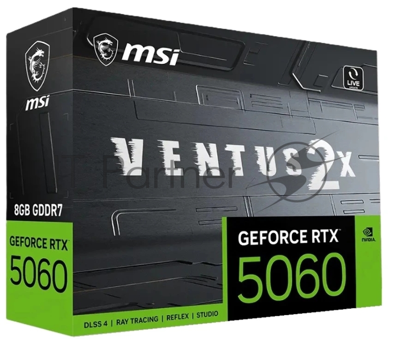 Видеокарта MSI PCI-E 5.0 RTX 5060 8G VENTUS 2X V1 NVIDIA GeForce RTX 5060 8Gb 128bit GDDR7 2497/28000 HDMIx1 DPx3 HDCP Ret