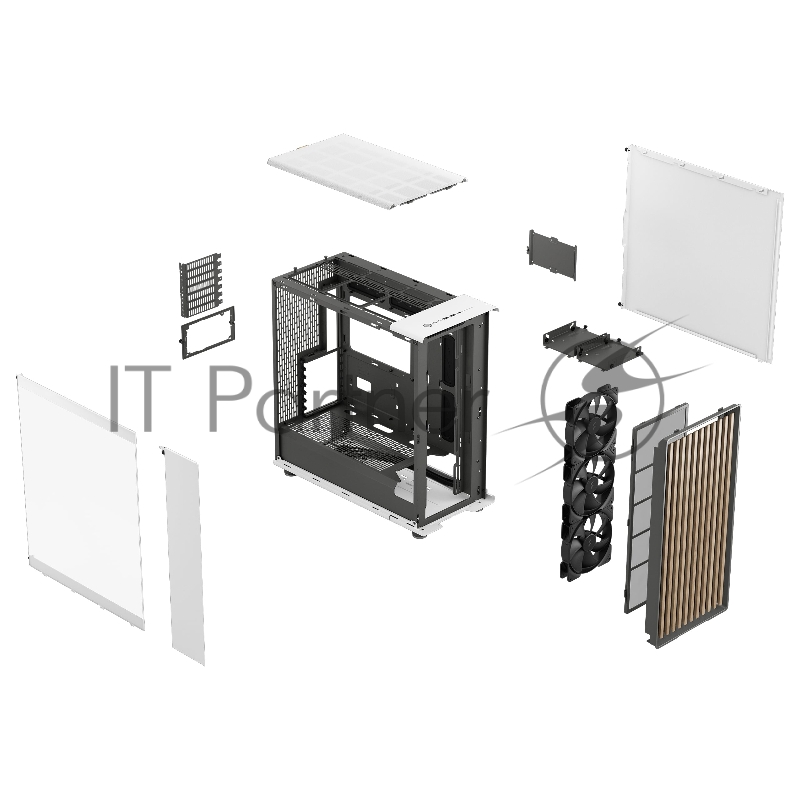 Корпус ПК без блока питания/ Case Fractal Design North XL RC Chalk TG Clear, Full-Tower, 3x140mm, 2xUSB-A 3.0 + 1xUSB 3.2 Type-C, ATX, mATX, mITX White