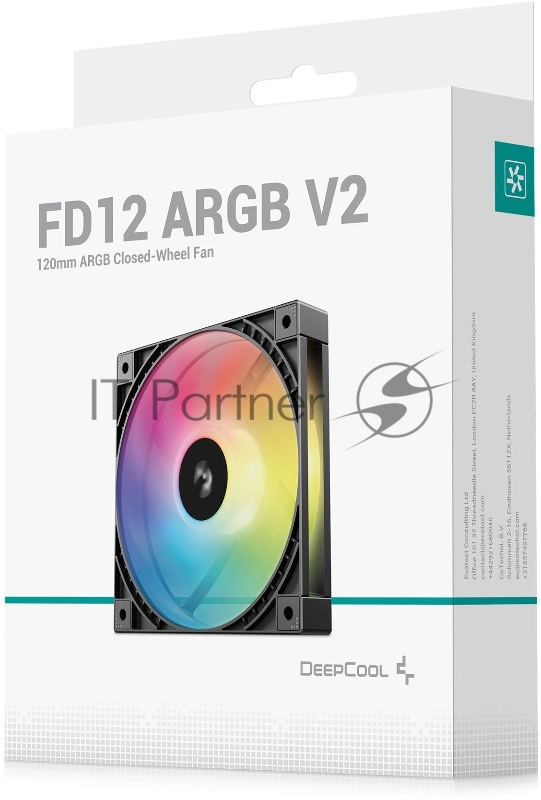 Вентилятор для корпуса Deepcool FD12 V2 ARGB 120х120x25 черный 4-pin 26.57дБ (R-FD12ARGBV2-BKAPN1-G) Ret
