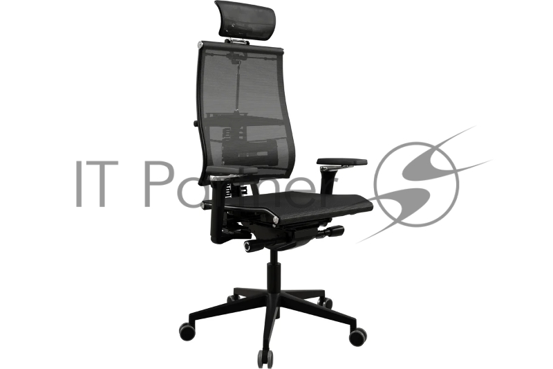 Кресло руководителя эргономичное Метта Yoga Spine Black Edition черный сиденье черный сетка с подголов. крестов.5-луч. металл хром