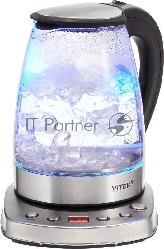 Чайник электрический Vitek VT-WK1075 1.7л. 1800Вт серебристый/черный корпус: металл/пластик