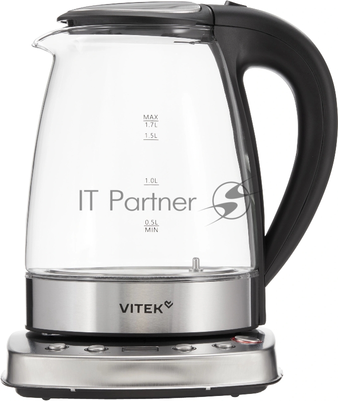 Чайник электрический Vitek VT-WK1075 1.7л. 1800Вт серебристый/черный корпус: металл/пластик