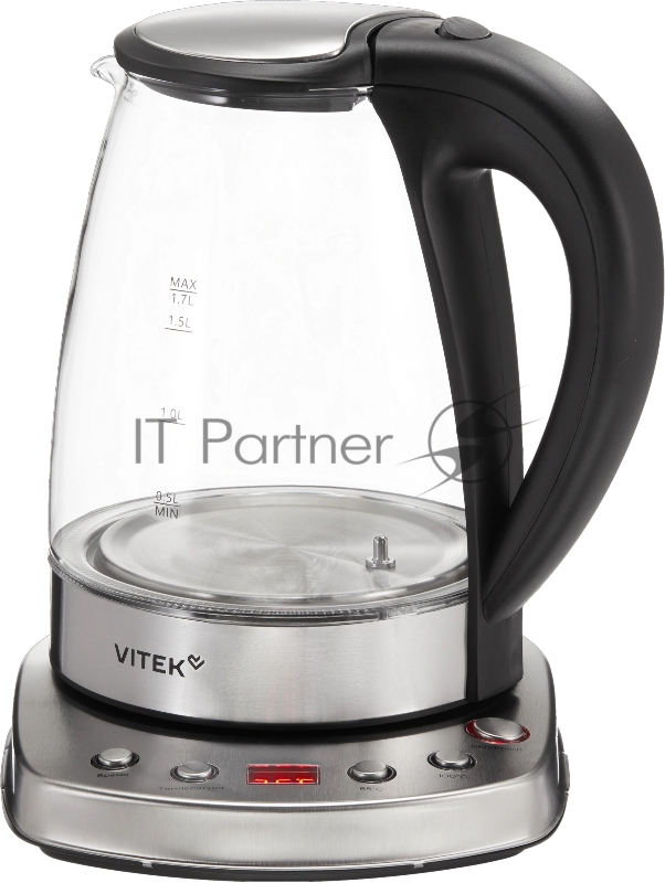 Чайник электрический Vitek VT-WK1075 1.7л. 1800Вт серебристый/черный корпус: металл/пластик