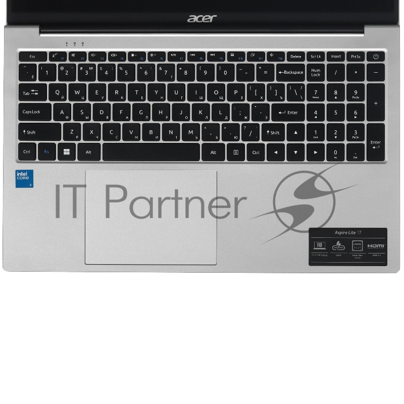 Ноутбук Acer Aspire Lite AL17-31P-3498/17.3/IPS/Intel Core 3 N355/8Gb/512Gb SSD/Intel Graphics/DOS/серебристый/2kg