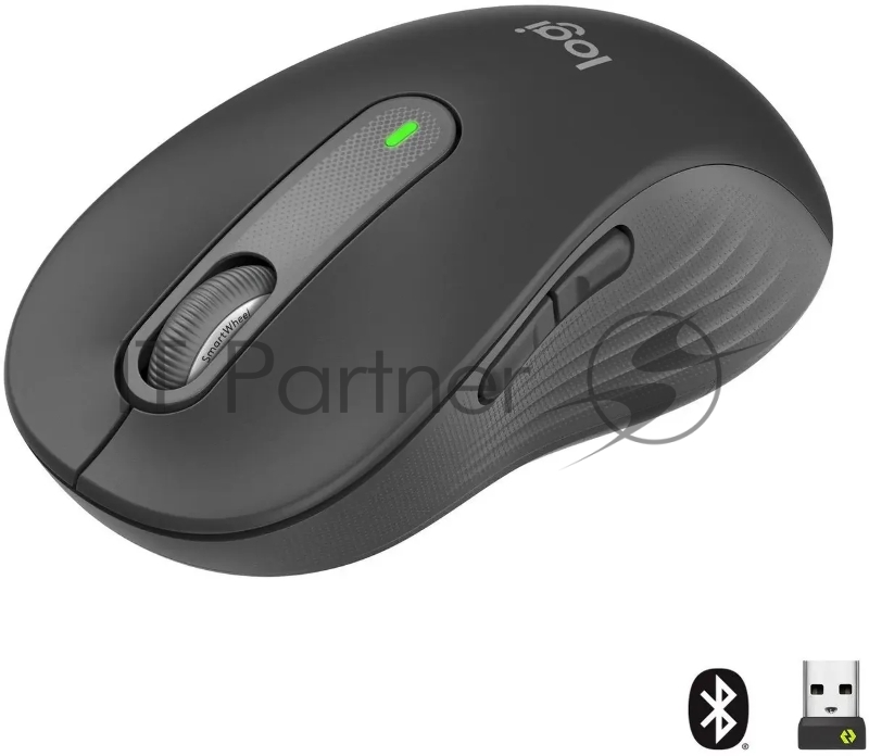 Мышь беспроводная Logitech Signature M650 L графитовый, 4000 dpi, радиоканал, Bluetooth, USB, кнопки - 5