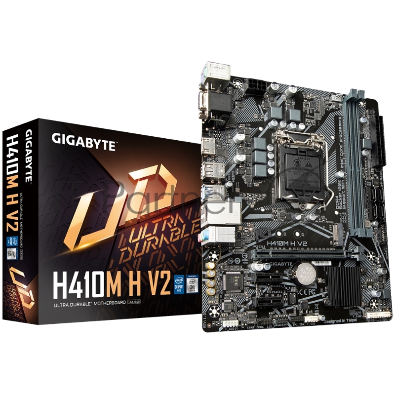Материнская плата GIGABYTE H410M H (V2.0), LGA1200, Intel H470, 2xDDR4, 4xSATA, 1xM.2, 1xPCIe 3.0 x16, HDMI, D-Sub, 1x1Gb LAN, 3x3.5 мм, 7.1, microATX
