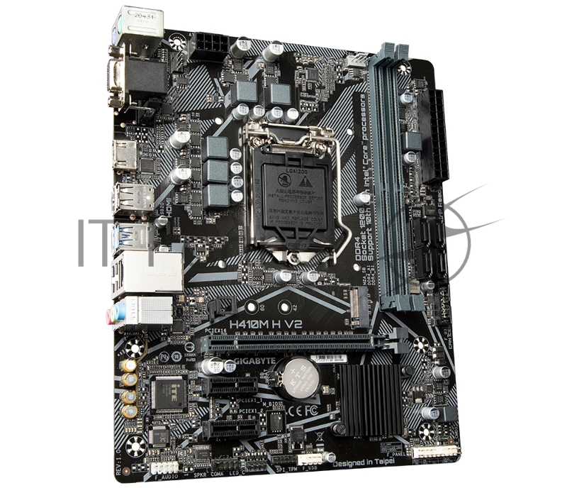 Материнская плата GIGABYTE H410M H (V2.0), LGA1200, Intel H470, 2xDDR4, 4xSATA, 1xM.2, 1xPCIe 3.0 x16, HDMI, D-Sub, 1x1Gb LAN, 3x3.5 мм, 7.1, microATX