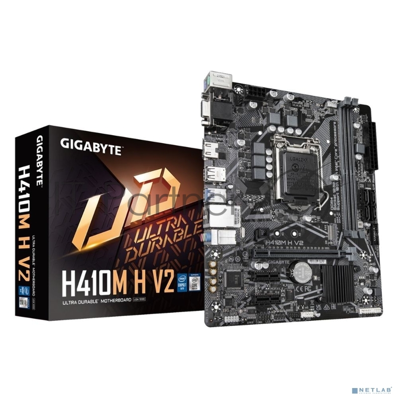 Материнская плата GIGABYTE H410M H (V2.0), LGA1200, Intel H470, 2xDDR4, 4xSATA, 1xM.2, 1xPCIe 3.0 x16, HDMI, D-Sub, 1x1Gb LAN, 3x3.5 мм, 7.1, microATX