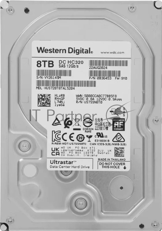 Жесткий диск HDD WD Ultrastar DC HC320 8Tb 7200rpm SAS 256Mb 3.5
