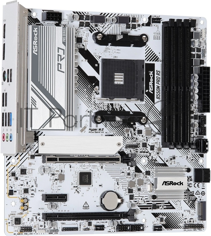 Материнская плата Asrock B550M Pro RS Soc-AM4 AMD B550 4xDDR4 mATX AC`97 8ch(7.1) 2.5Gg RAID+HDMI+DP