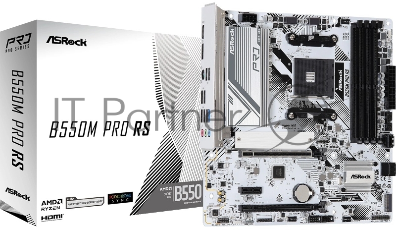 Материнская плата Asrock B550M Pro RS Soc-AM4 AMD B550 4xDDR4 mATX AC`97 8ch(7.1) 2.5Gg RAID+HDMI+DP