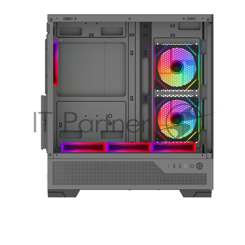 Корпус ПК без блока питания Case SAMA V43 Black, Midi-Tower, TG, 6x120mm ARGB, 2xUSB 3.0 + 1xUSB 3.2 Type-C, ATX, mATX, mITX Black