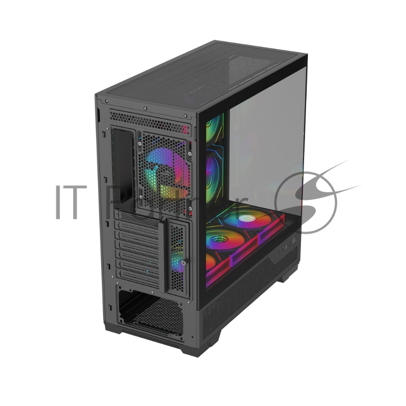 Корпус ПК без блока питания Case SAMA V43 Black, Midi-Tower, TG, 6x120mm ARGB, 2xUSB 3.0 + 1xUSB 3.2 Type-C, ATX, mATX, mITX Black