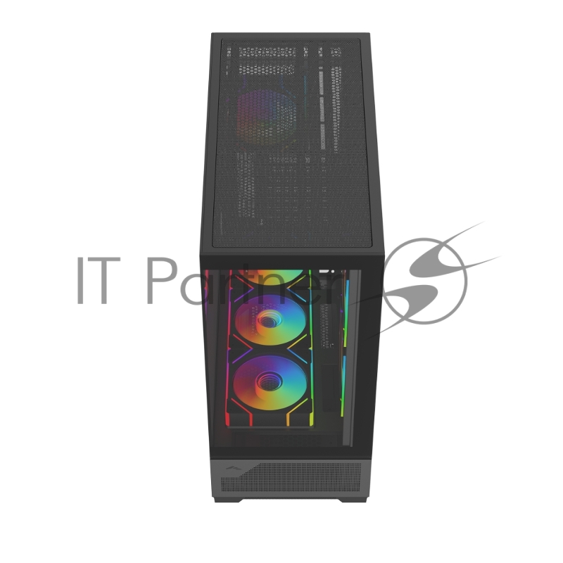 Корпус ПК без блока питания Case SAMA V43 Black, Midi-Tower, TG, 6x120mm ARGB, 2xUSB 3.0 + 1xUSB 3.2 Type-C, ATX, mATX, mITX Black