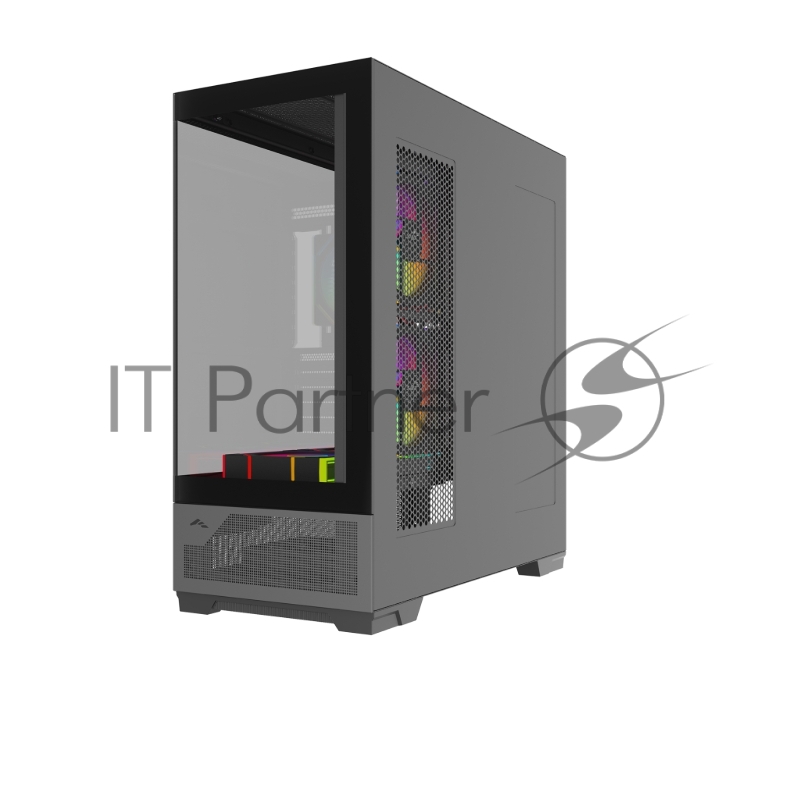 Корпус ПК без блока питания Case SAMA V43 Black, Midi-Tower, TG, 6x120mm ARGB, 2xUSB 3.0 + 1xUSB 3.2 Type-C, ATX, mATX, mITX Black