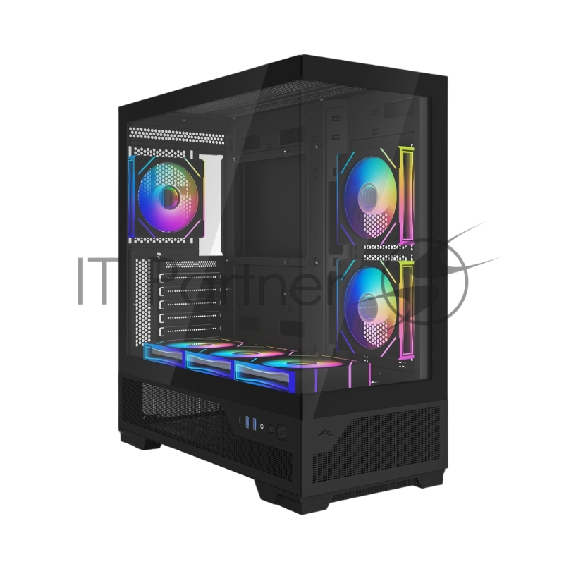 Корпус ПК без блока питания Case SAMA V43 Black, Midi-Tower, TG, 6x120mm ARGB, 2xUSB 3.0 + 1xUSB 3.2 Type-C, ATX, mATX, mITX Black