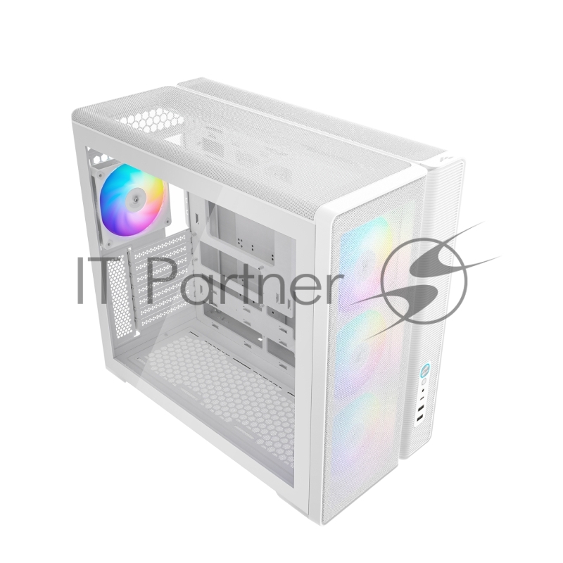 Корпус ПК без блока питания Case SAMA S50 White, Midi-Tower, TG, 4x120mm ARGB, 2xUSB 3.0 + 1xUSB 3.2 Type-C, ATX, mATX, mITX White