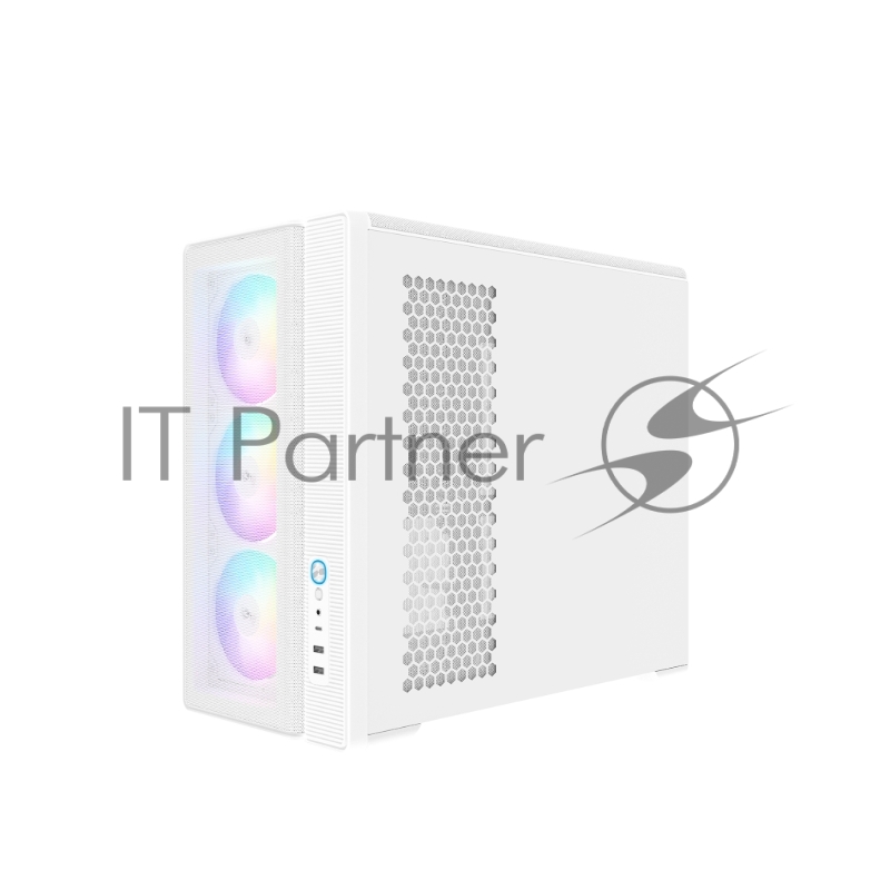 Корпус ПК без блока питания Case SAMA S50 White, Midi-Tower, TG, 4x120mm ARGB, 2xUSB 3.0 + 1xUSB 3.2 Type-C, ATX, mATX, mITX White