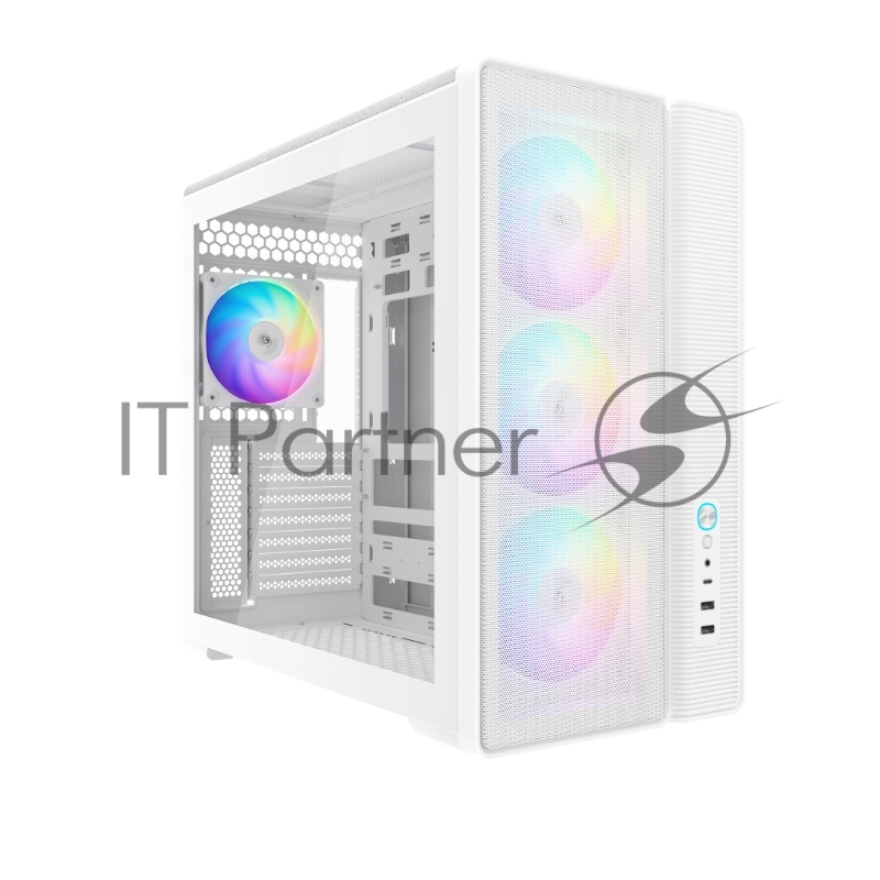 Корпус ПК без блока питания Case SAMA S50 White, Midi-Tower, TG, 4x120mm ARGB, 2xUSB 3.0 + 1xUSB 3.2 Type-C, ATX, mATX, mITX White