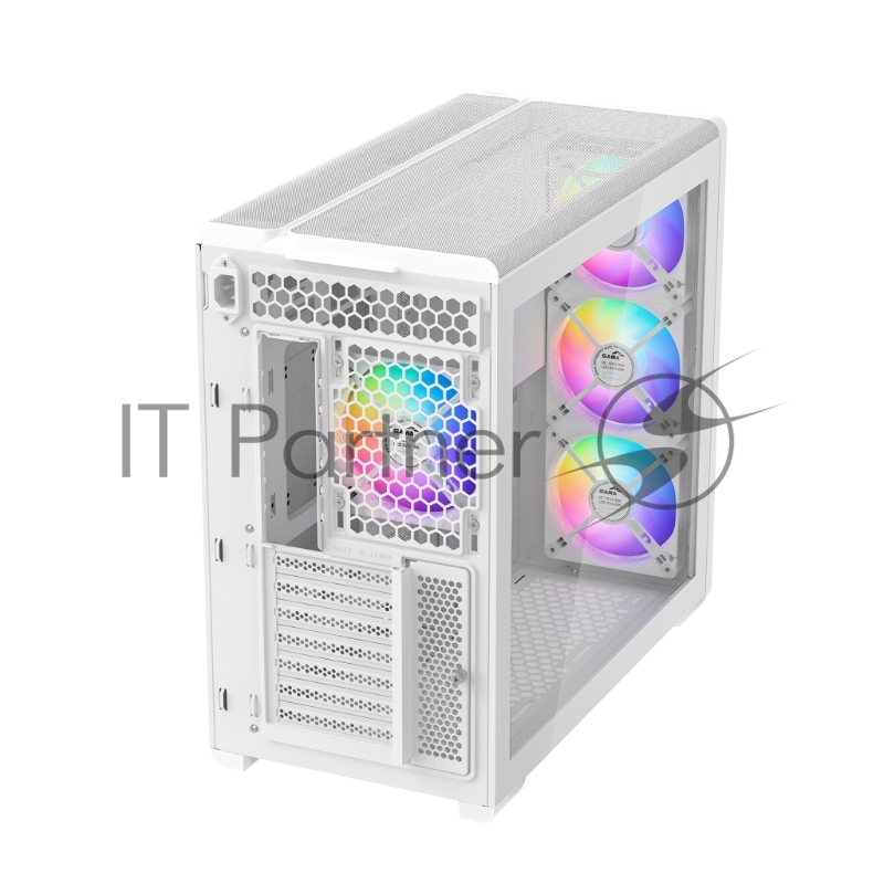 Корпус ПК без блока питания Case SAMA S50 White, Midi-Tower, TG, 4x120mm ARGB, 2xUSB 3.0 + 1xUSB 3.2 Type-C, ATX, mATX, mITX White
