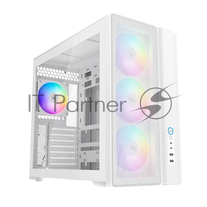 Корпус ПК без блока питания Case SAMA S50 White, Midi-Tower, TG, 4x120mm ARGB, 2xUSB 3.0 + 1xUSB 3.2 Type-C, ATX, mATX, mITX White
