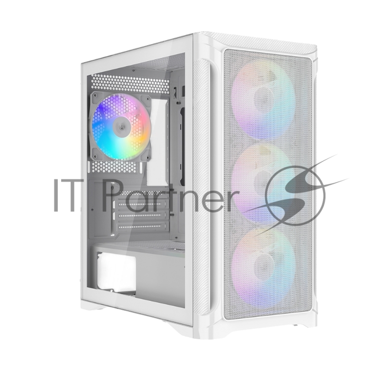 Корпус ПК без блока питания Case SAMA S31 White, Midi-Tower, TG, 4x120mm ARGB, 2xUSB 3.0 + 1xUSB 3.2 Type-C, mATX, mITX White