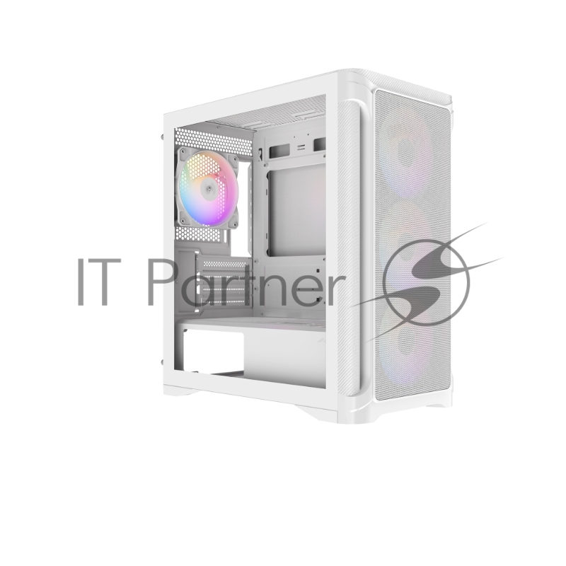 Корпус ПК без блока питания Case SAMA S31 White, Midi-Tower, TG, 4x120mm ARGB, 2xUSB 3.0 + 1xUSB 3.2 Type-C, mATX, mITX White