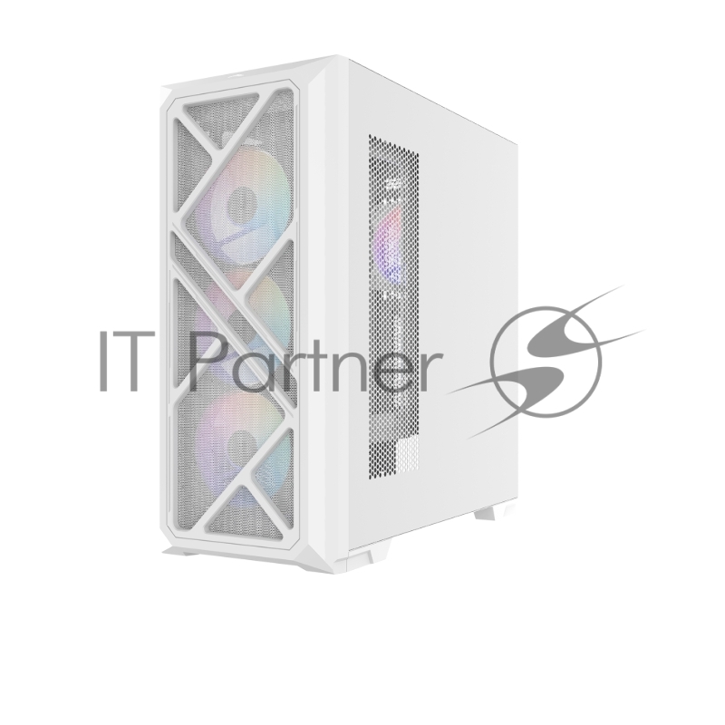 Корпус ПК без блока питания Case SAMA S41 White, Midi-Tower, TG, 4x120mm ARGB, 2xUSB 3.0 + 1xUSB 3.2 Type-C, ATX, mATX, mITX White
