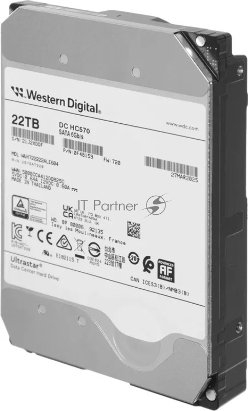 Жесткий диск HDD WD Ultrastar DC HC570 22Tb 7200rpm SATA 512Mb 3.5