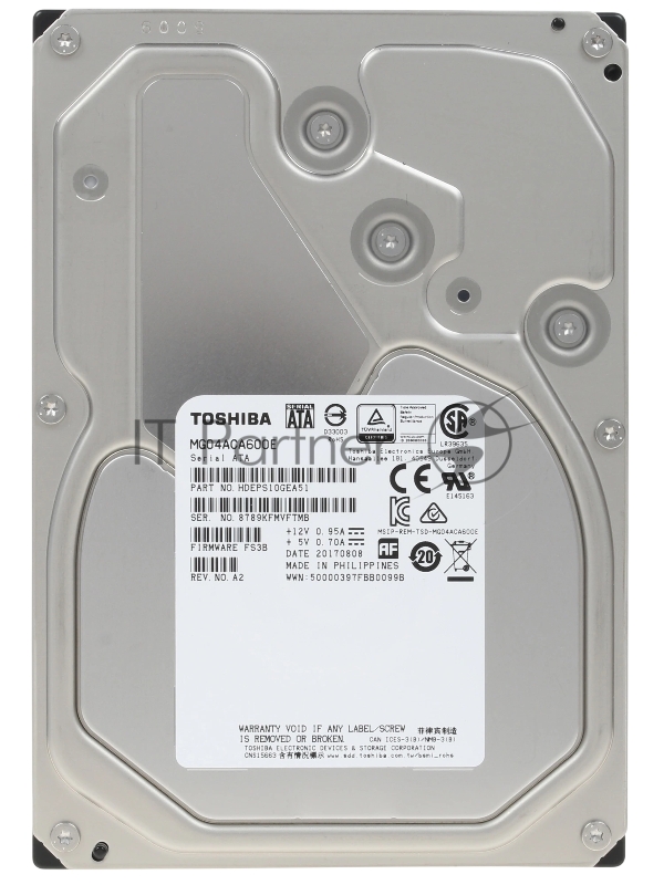 Жесткий диск HDD Toshiba SATA3 6TB 3.5 Server 7200 4Kn 128Mb for HUAWEI and standard servers 1 year warranty (replacement MG10ADA600E, MG08ADA600E, ST6000NM019B, HUS726T6TALE6L4)