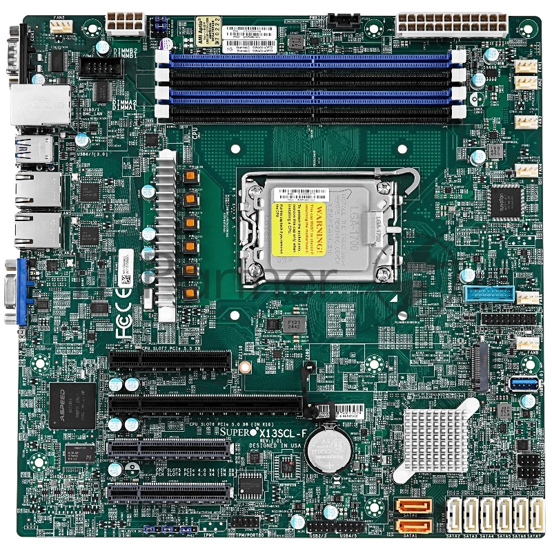 Материнская плата MB Supermicro X13SCL-F, Micro-ATX, 1x Intel Xeon 6300-series/ E-2400/Pentium (LGA-1700), 4x DIMM DDR5 UDIMM, 1 PCIe 5.0 x8 1 PCIe 5.0 x8 (in x16) 2 PCIe 4.0 x4 (in x8), 1 M.2 PCIe 4.0 x4 (M-key 2280/22110), 2x LAN 1GbE Intel i210